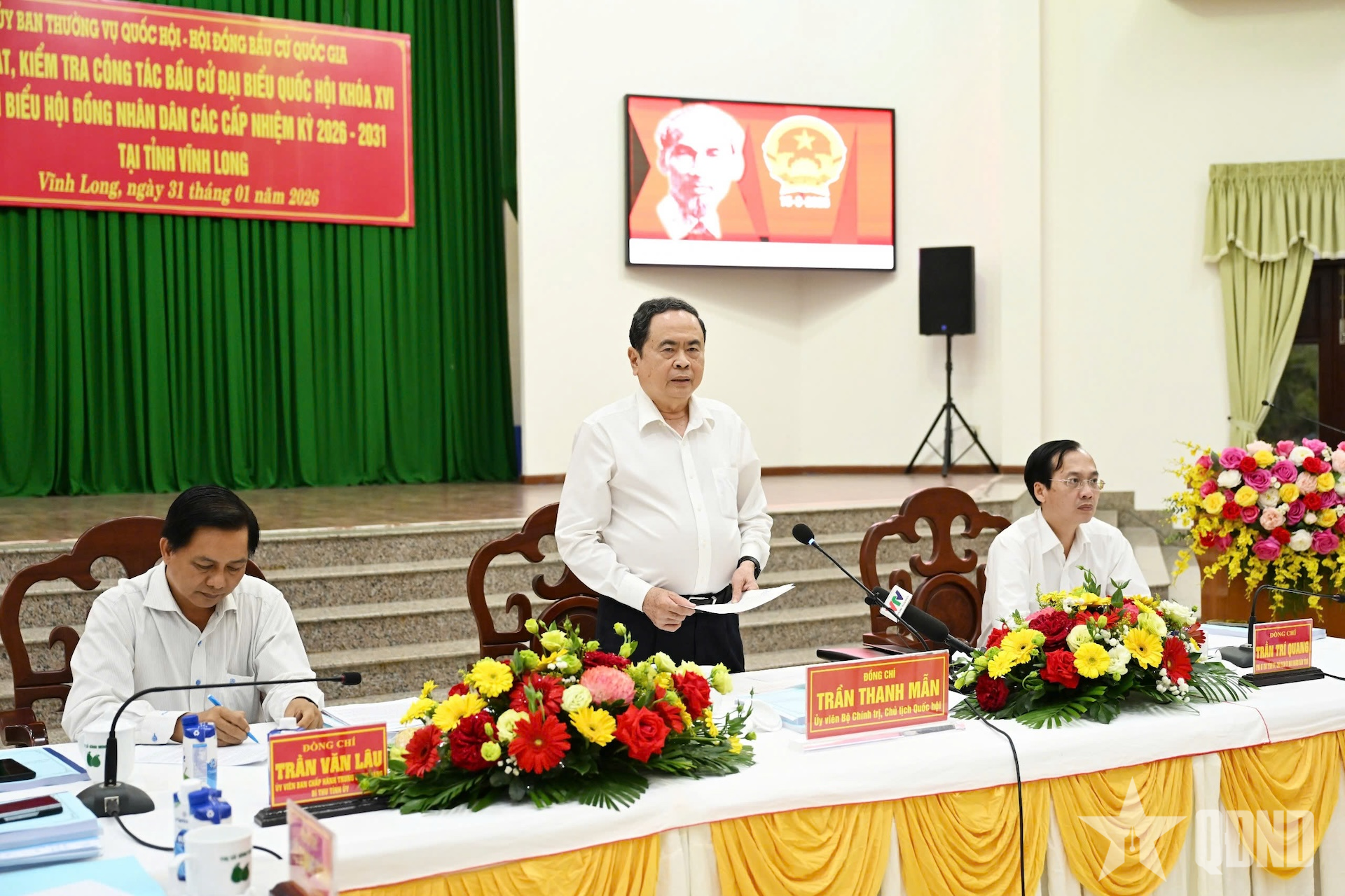 Chủ tịch Quốc hội Trần Thanh Mẫn giám sát, kiểm tra công tác bầu cử đại biểu Quốc hội, HĐND các cấp tại tỉnh Vĩnh Long